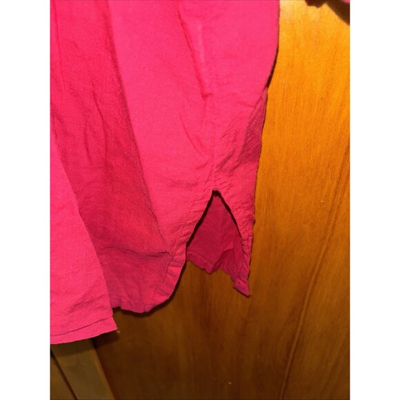 Johnny Was Peasant Blouse 1X Embroidered Cotton Top 3/4 Sleeve Pullover Red Slit - Picture 6 of 9